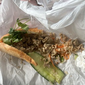 Pho Saigon Corner - Banh mi Xiu Mai, pork meatballs in a tomato sauce sandwich. I saw no meatballs or no tomato sauce. - Vietnamese Near Me - Morgan Hill, California Pho Saigon Corner - Banh mi Xiu Mai, pork meatballs in a tomato sauce sandwich. I saw no meatballs or no tomato sauce. - Vietnamese Near Me - Morgan Hill, California