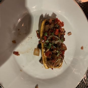 Quail State - Winter squash Ratatouille Entree $16. Yes this is the whole entree. So small! - Cocktail Bars Near Me - Fresno, California