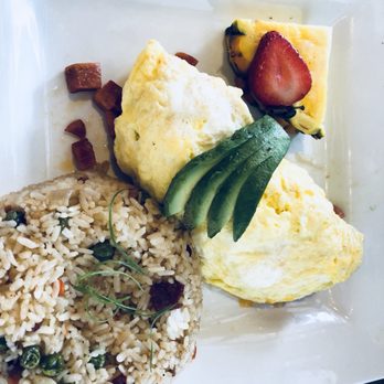 Moena Café - Portuguese sausage omelette with fried rice upgrade $10.95 + $3.00 - Cafes Near Me - Honolulu, Hawaii Moena Café - Portuguese sausage omelette with fried rice upgrade $10.95 + $3.00 - Cafes Near Me - Honolulu, Hawaii