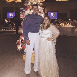 David's Bridal - My date and I at the Military ball. Still so in love with my dress!!