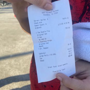 BreWingZ Restaurant and Bar - receipt - Chicken Wings Near Me - Pasadena, Texas BreWingZ Restaurant and Bar - receipt - Chicken Wings Near Me - Pasadena, Texas