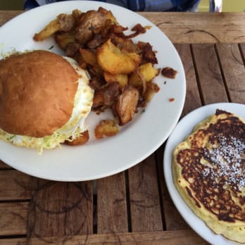 Plow - Fried egg sandwich with a pancake on the side - so good!!! - Breakfast & Brunch Near Me - San Francisco, California Plow - Fried egg sandwich with a pancake on the side - so good!!! - Breakfast & Brunch Near Me - San Francisco, California