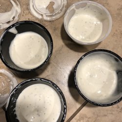 Nashville Hot Chicken Shack - Can you tell which is blue cheese and which is their signature ranch dressing?