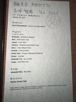 Menu photo 1 Hiroshi Los Altos, CA