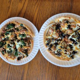 Personal pies w various toppings Personal pies w various toppings