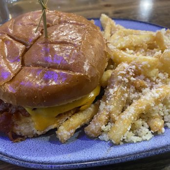 Neighbors Westside Bar & Grill - Buffalo chicken sandwich with truffle fries - Burgers Near Me - Albuquerque, New Mexico Neighbors Westside Bar & Grill - Buffalo chicken sandwich with truffle fries - Burgers Near Me - Albuquerque, New Mexico