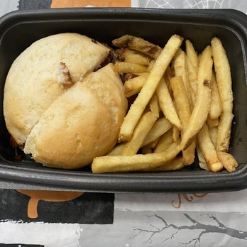Zinburger - Kid burger (gluten free bun) with fries. - Burgers Near Me - Gilbert, Arizona Zinburger - Kid burger (gluten free bun) with fries. - Burgers Near Me - Gilbert, Arizona