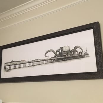 Village Frame Gallery - Art from Brighton, UK with frame made to look like worn steel/ship or dock rivets to go with the nautical theme. - Framing Near Me - Houston, Texas Village Frame Gallery - Art from Brighton, UK with frame made to look like worn steel/ship or dock rivets to go with the nautical theme. - Framing Near Me - Houston, Texas