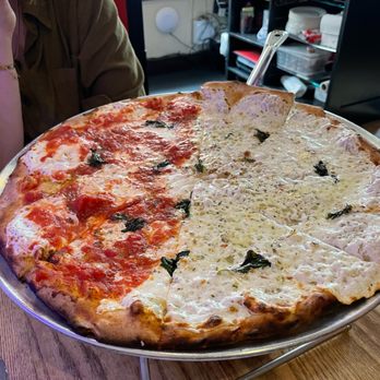 Juliana's - Half Margherita and white pizza - Pizza Near Me - Brooklyn, New York