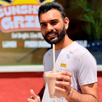 Sunshine Grill - Our owner with his favorite smoothie! - Breakfast & Brunch Near Me - Mount Carmel, Pennsylvania