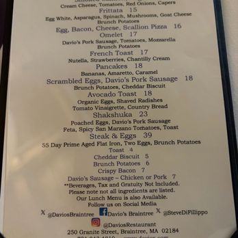 Davio's - Menu - Steakhouses Near Me - Braintree, Massachusetts
