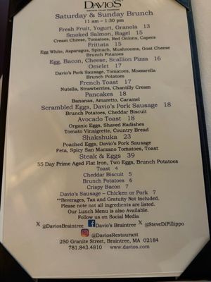 Menu photo 1 Davio's Braintree, MA