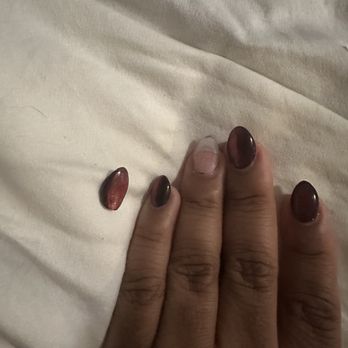 Nieon Nails - This nail popped off that same day, 4 hours later...but the glued on tip stayed right one so kudos to that. - Nail Salons Near Me - Merrifield, Virginia Nieon Nails - This nail popped off that same day, 4 hours later...but the glued on tip stayed right one so kudos to that. - Nail Salons Near Me - Merrifield, Virginia