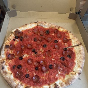 Corner Pizza - Tomato Pie add black olives and pepperoni - Pizza Near Me - Oceanside, California