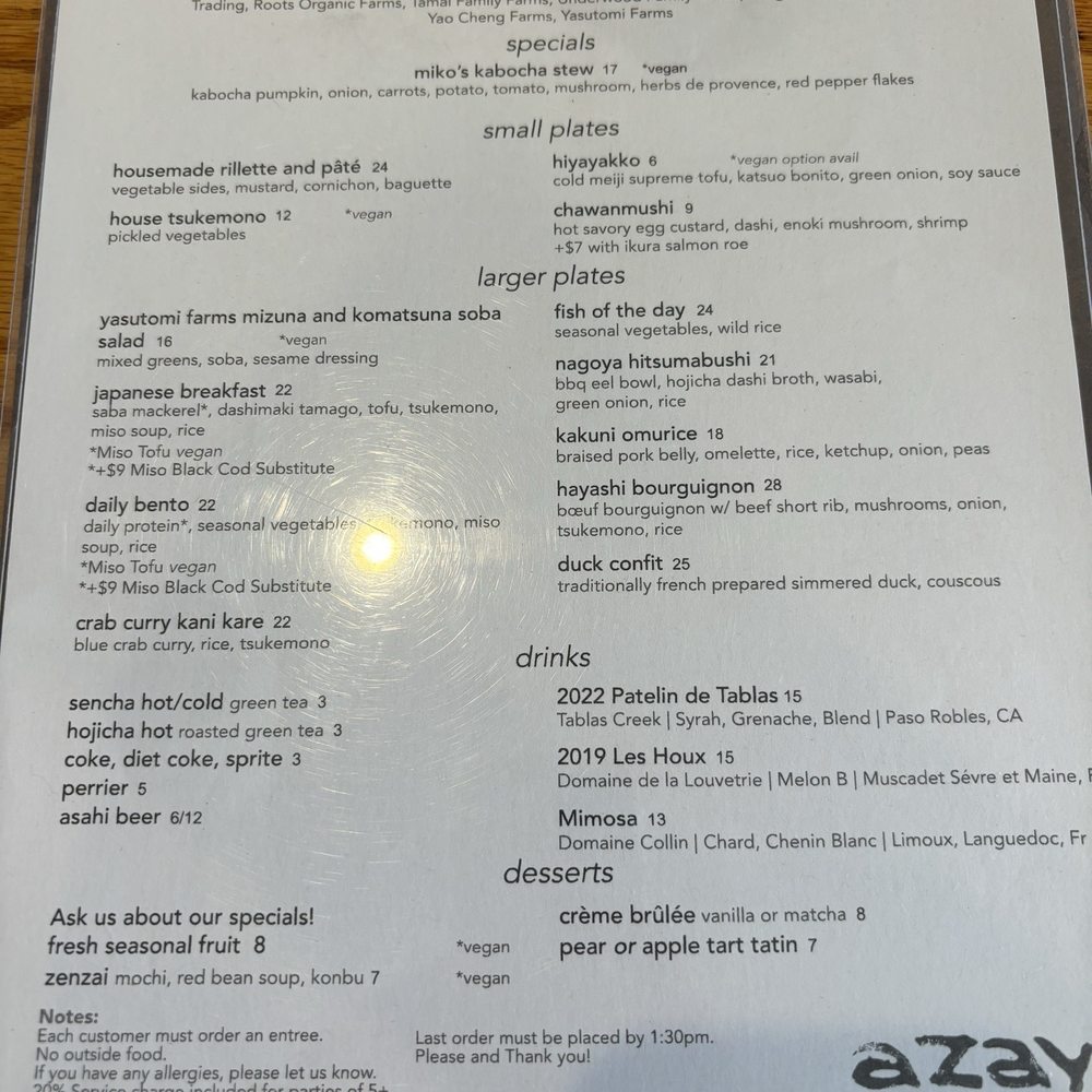 Azay - Menu - Japanese Near Me - Los Angeles, California Azay - Menu - Japanese Near Me - Los Angeles, California
