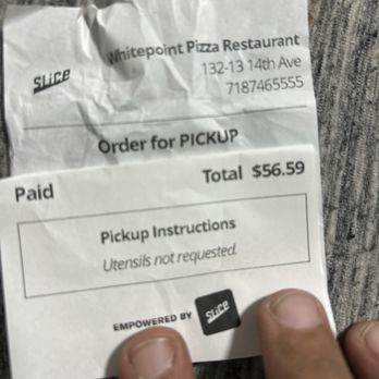 Whitepoint Pizzeria and Restaurant - Receipt of my order that I will no longer spend at this establishment. After doing so for the past year. - Pizza Near Me - College Point, New York Whitepoint Pizzeria and Restaurant - Receipt of my order that I will no longer spend at this establishment. After doing so for the past year. - Pizza Near Me - College Point, New York