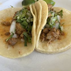 Tacos Mi Rancho - Pollo taco and pastor taco on corn tortillas