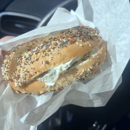 Works bagel with jalapeño cream cheese