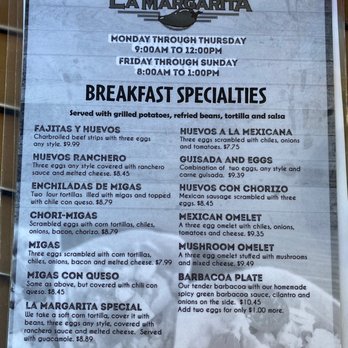 La Margarita Restaurante - Breakfast menu - Mexican Near Me - Round Rock, Texas La Margarita Restaurante - Breakfast menu - Mexican Near Me - Round Rock, Texas