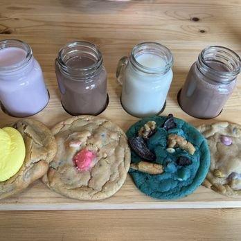 Creation Cookies Cafe - Your choice. Peeps snores, animal cookie, monster cookie, Easter mandm. Strawberry, peppermint/chocolate, 2% and chocolate milks. - Coffee & Tea Near Me - Danville, Indiana
