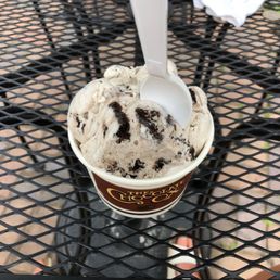a cup of ice cream with a spoon sticking out of it a cup of ice cream with a spoon sticking out of it