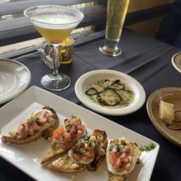 Bruschetta Roma and pineapple upside down cake martini