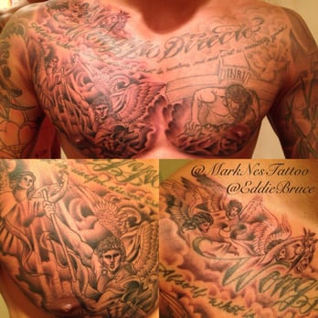 Golden Days Tattoo - The Lord holding up his cross. Archangel Michael and his legion of Angels. - Tattoo Near Me - San Diego, California