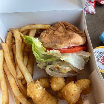 Cook Out - a sandwich and french fries in a box - Burgers Near Me - North Myrtle Beach, South Carolina
