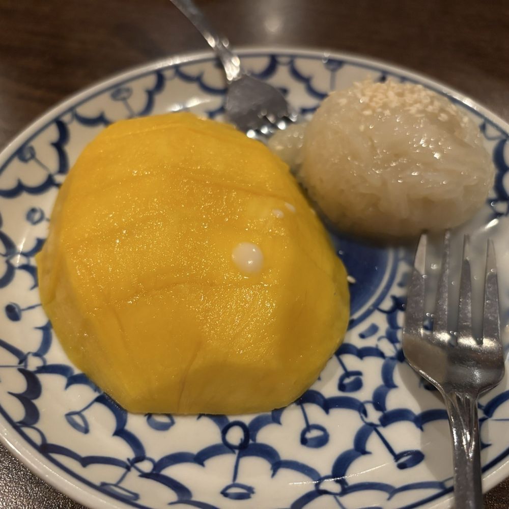 Sanphan Thai Cuisine - Mango sticky rice, I was so sad that the rice portion was so tiny... very good but very small - Thai Near Me - Washington, DC, District of Columbia