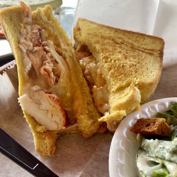 Cafe Heavenly - Life changing Grilled Cheese & Lobster (sorry I only ate one leaf of my salad, the lobster needed me)  Grilled Cheese & Lobster - Sandwiches Near Me - New Smyrna Beach, Florida