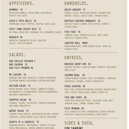 Dinner menu