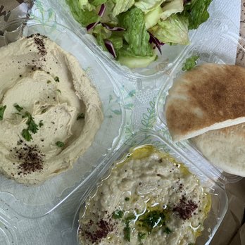 Fill A Pita - Baba Ghanoush with Pita Bread, hummus, Side Salad - Mediterranean Near Me - Downers Grove, Illinois