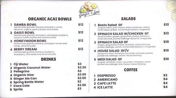 Menu photo 8 Ginger & Lime Palm Harbor, FL