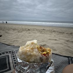 Bacon, potato, egg breakfast burrito
