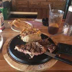Daniel Boone Steakhouse & Tavern - My full spread- Steak & Catfish combo Meal.