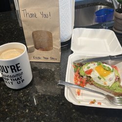 Organic Krush Lifestyle Eatery - Avo toast and GF cinnamon munchkin