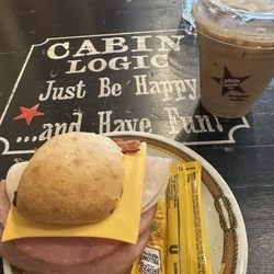 Cabin Coffee - Mini sandwich and iced latte