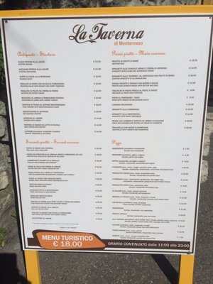 Menu photo 5 La Taverna Monterosso Al Mare, SP