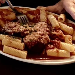 Severely blackened chicken parmesan. Severely blackened chicken parmesan.
