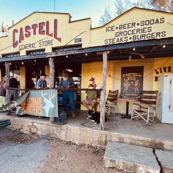 Castell General Store - Locals and visitors on the porch - Grocery Near Me - Llano, Texas Castell General Store - Locals and visitors on the porch - Grocery Near Me - Llano, Texas