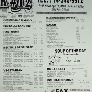 Sub Shack No 12 - Right side of the paper menu. - Sandwiches Near Me - Fountain Valley, California Sub Shack No 12 - Right side of the paper menu. - Sandwiches Near Me - Fountain Valley, California