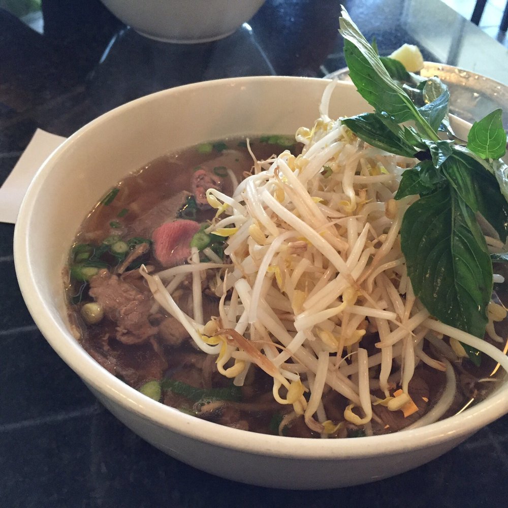Pho dac biet with overloaded bean sprouts Pho dac biet with overloaded bean sprouts