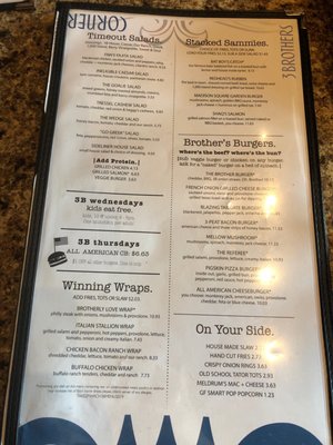 Menu photo 1 3 Brothers Corner Tavern Canton, OH Menu photo 1 3 Brothers Corner Tavern Canton, OH