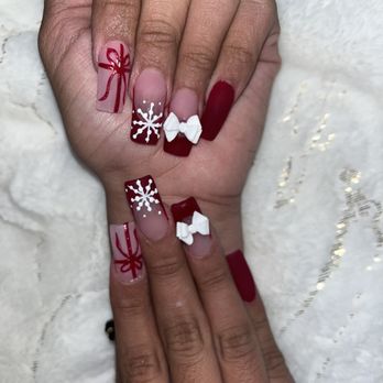 Edgy Nails & Spa - Christmas acrylic nail set - Nail Salons Near Me - Riverside, California Edgy Nails & Spa - Christmas acrylic nail set - Nail Salons Near Me - Riverside, California