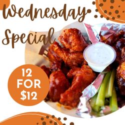 Wings Y Mas - Wednesday deal 12 wings for $12 dollars