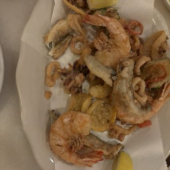 Mothers and Sons Trattoria - Fritto misto,Anchovies,Squid,smelts Shrimp,Zucchini,Chiles - Italian Near Me - Durham, North Carolina