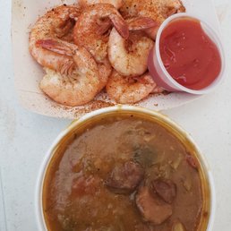 Flavorless shrimp and alligator gumbo Flavorless shrimp and alligator gumbo