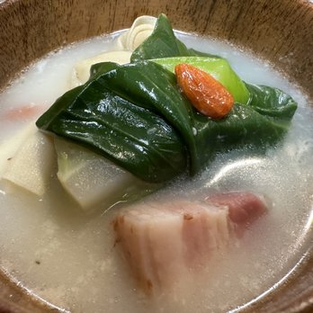 Luyixian - The serving of soup has pork belly, tofu skin, goji berries, lotus root, and bok choy. I'm salivating just remembering it... - Shanghainese Near Me - Alhambra, California