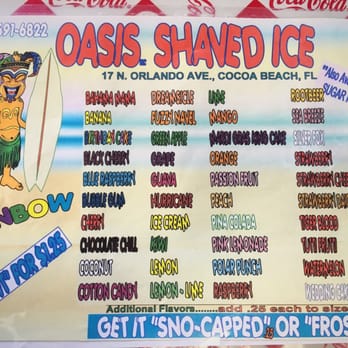 Oasis Shaved Ice - The menu - Shaved Ice Near Me - Cocoa Beach, Florida Oasis Shaved Ice - The menu - Shaved Ice Near Me - Cocoa Beach, Florida