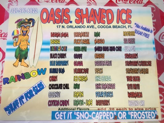Menu photo 6 Oasis Shaved Ice Cocoa Beach, FL